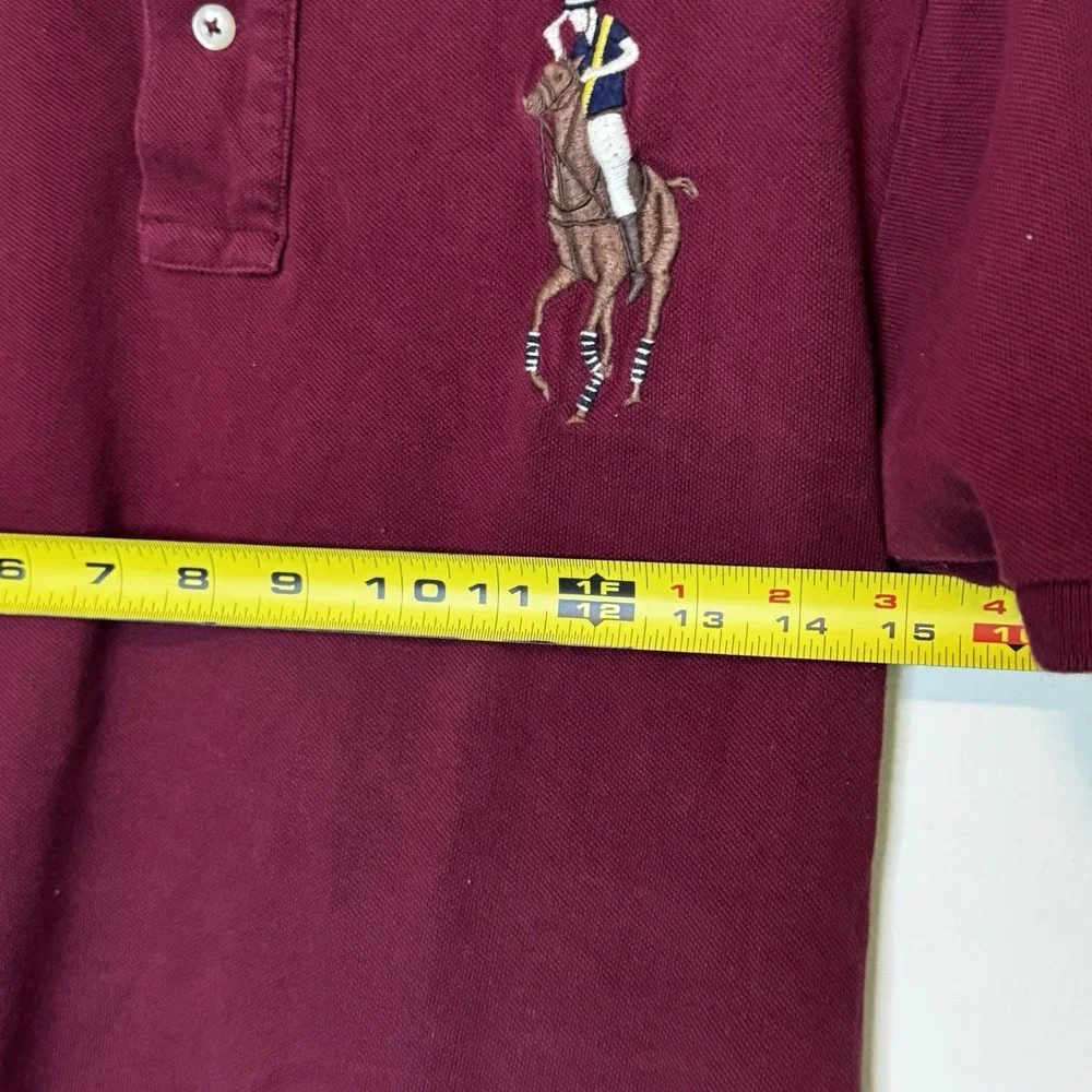 Polo Ralph Lauren Boys Youth Medium Big Pony Polo Shirt Burgundy Short Sleeve